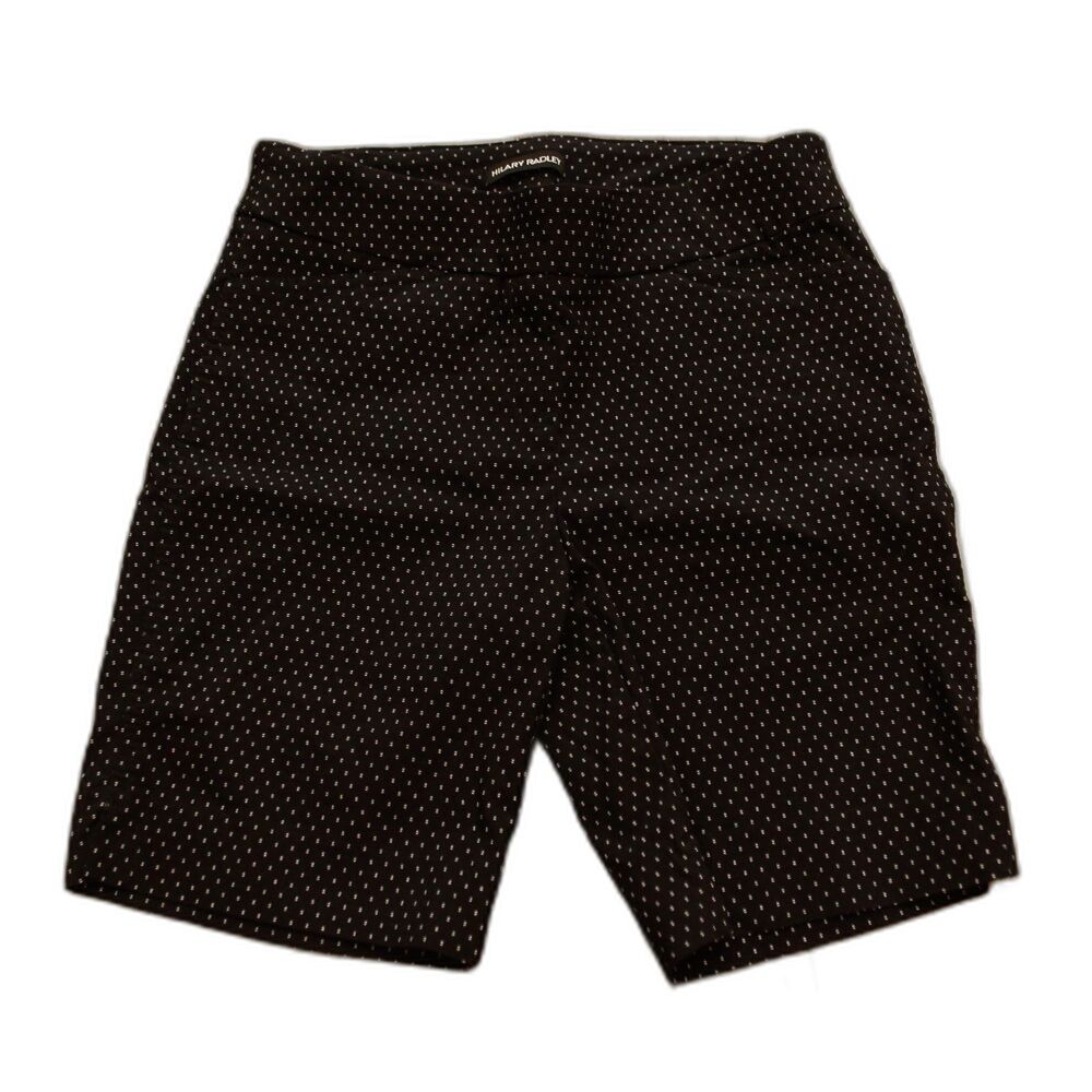 Hilary Radley Black Polka Dot Bermuda Shorts Women’s Medium Stretch Rayon Blend